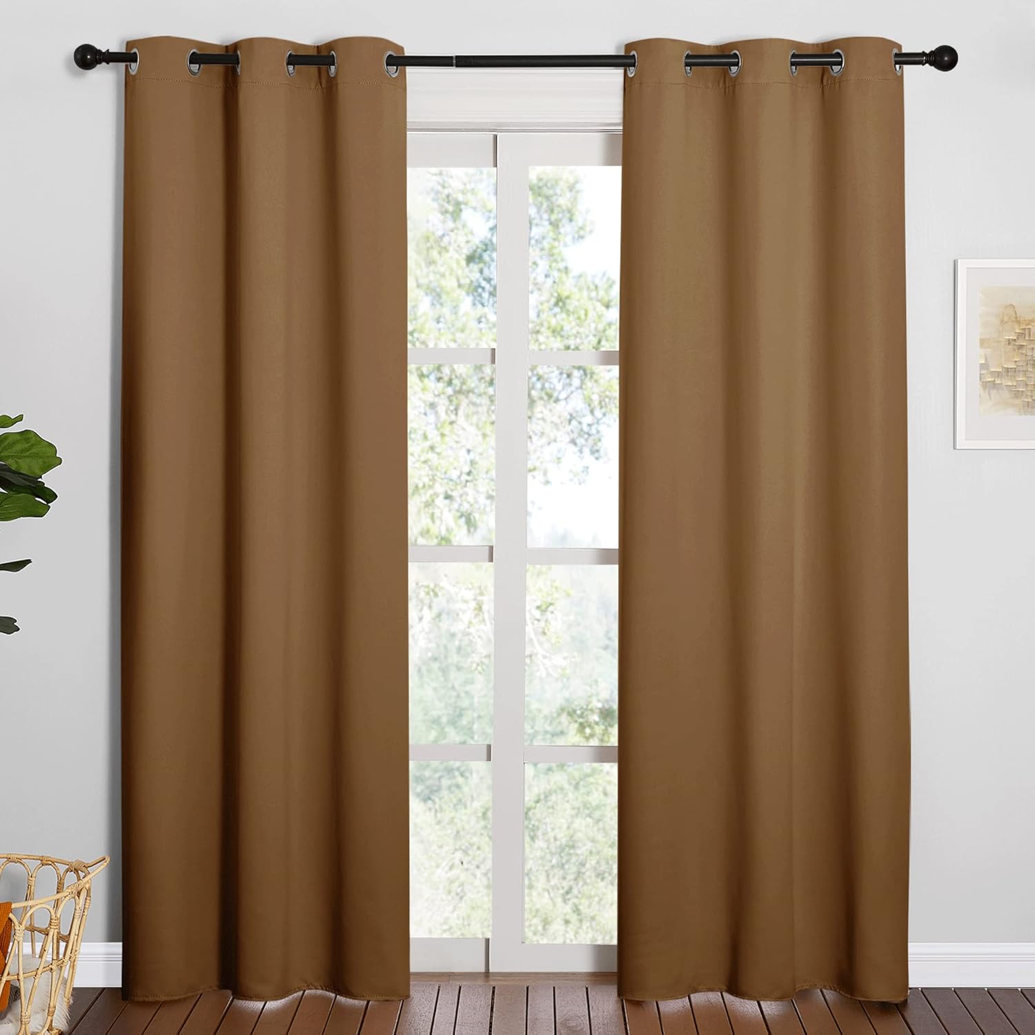 NICETOWN Blackout Curtains - Noise Reducing & Draft Blocking | 84-Inch Length, 2 Panels in Gold Brown