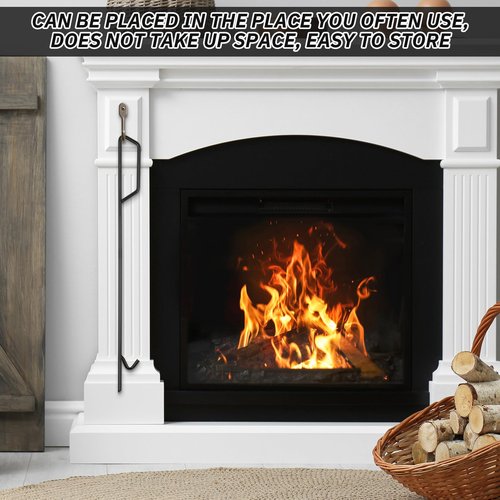Blulu 24 Inch Heavy Duty Fire Poker High Temperature Steel Firepit Tool with Handguard and Rust Resistant Coated Campfire Poker for Fire Pit Outdoor Indoor Fireplace Camping Winter Accessories Gifts