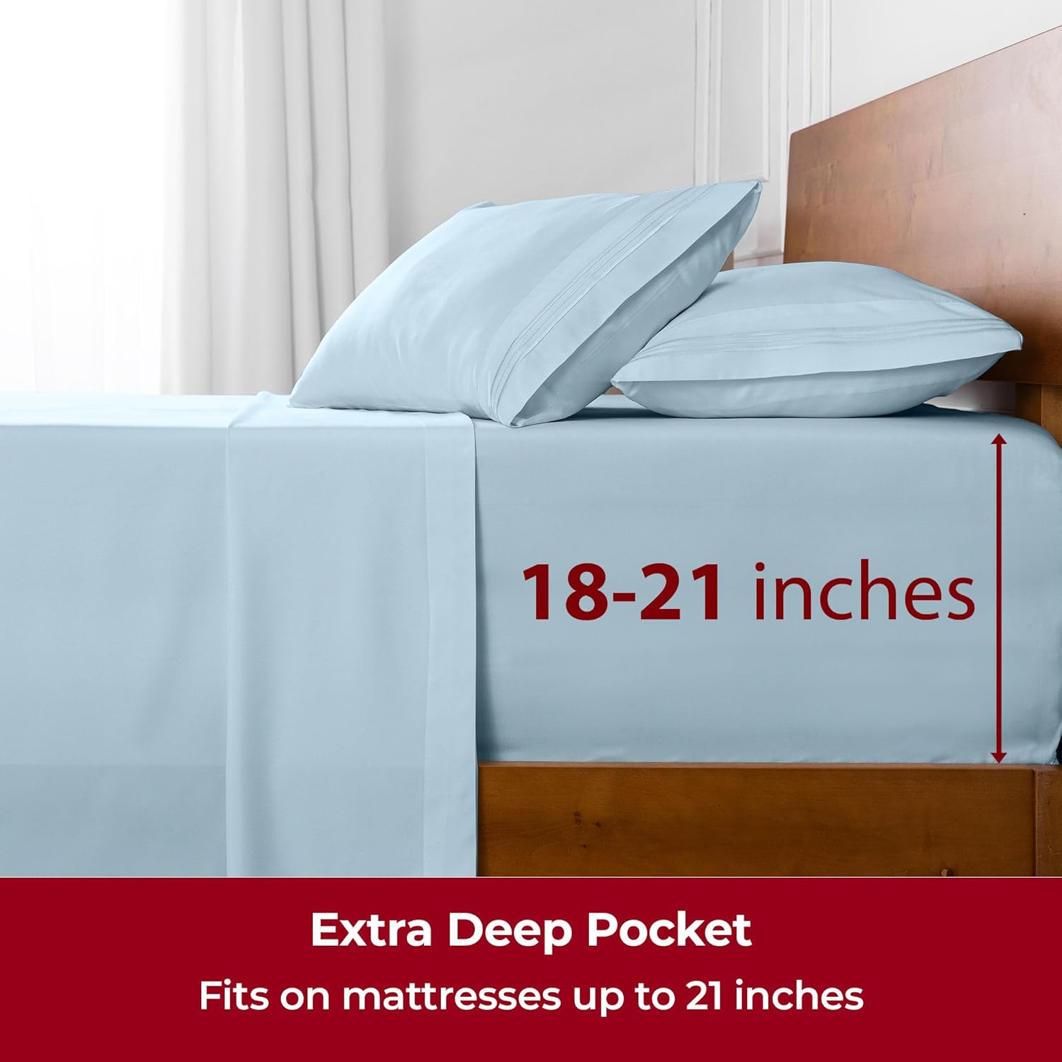 Mellanni King Sheets - 4 PC Ultra Soft Cooling Bedding Set - Hotel Luxury, Wrinkle & Stain Resistant (Aqua)
