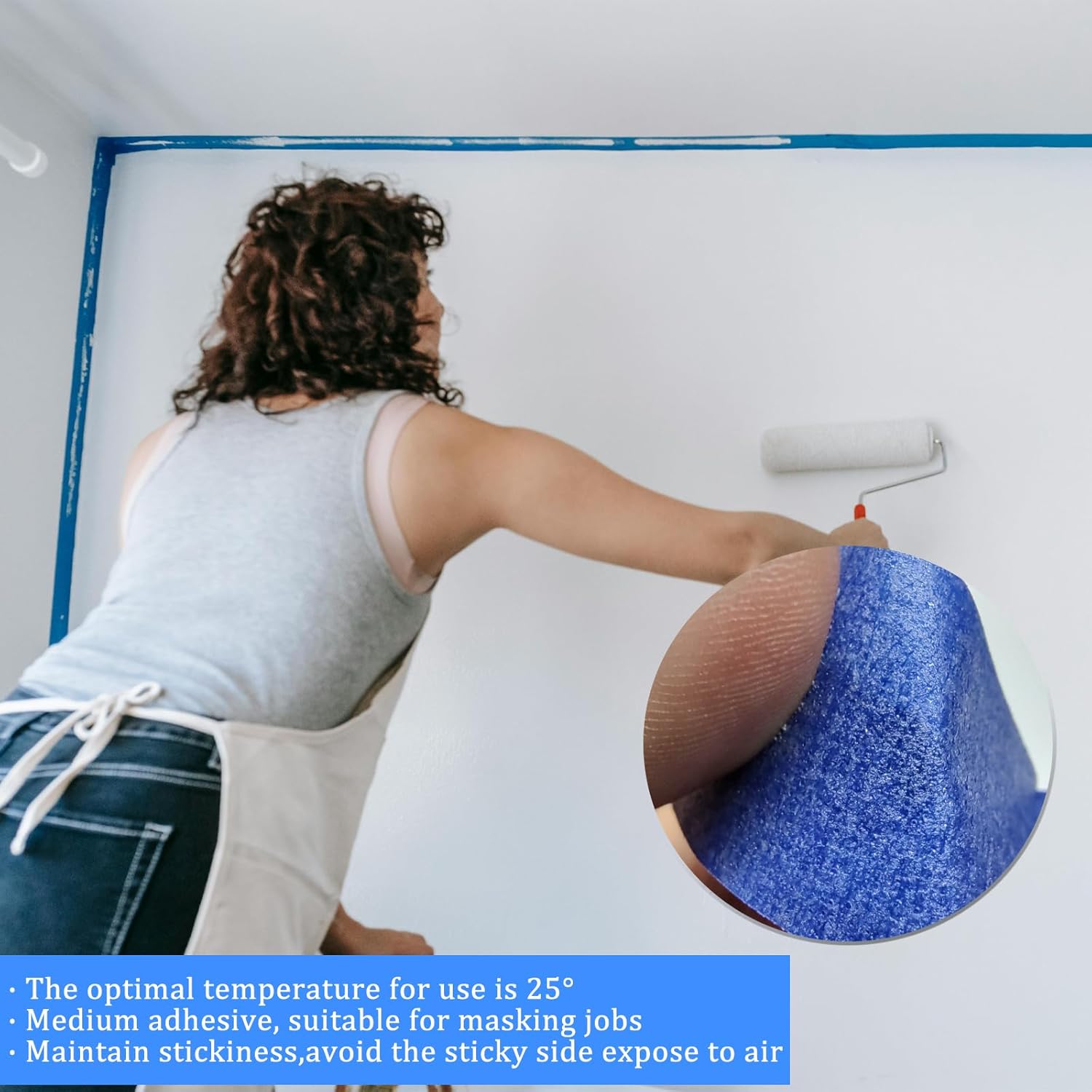 Premium Painters Tape by 4 Rolls | Blue Masking Tape for Easy Removal & No Residue | 88 Yards
