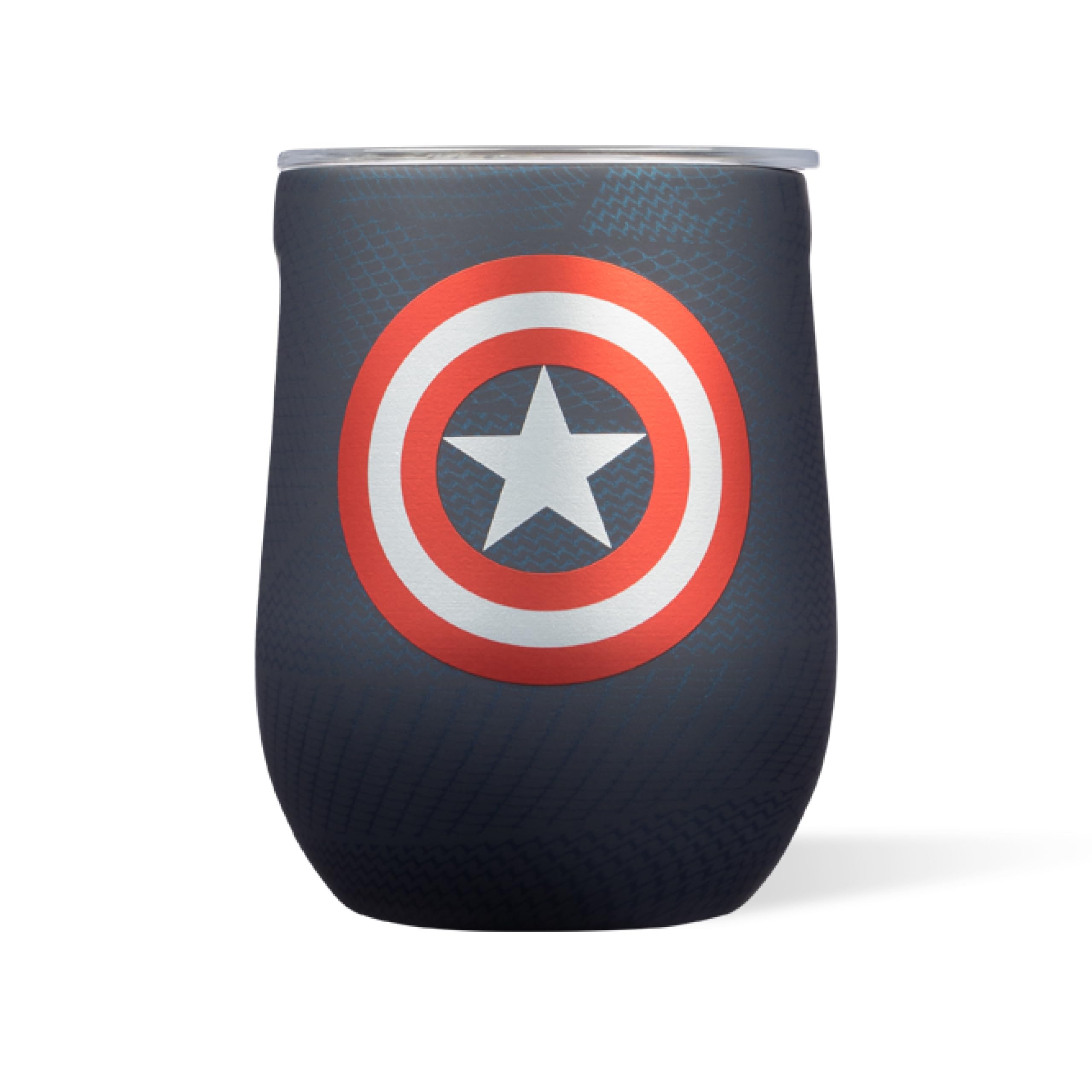 Corkcicle Stemless Insulated Wine Glass Tumbler - Keeps Beverages Cold 6 Hours & Hot 3 Hours - Stainless Steel - Easy-Grip - Summer Drinkware Gift - Keeps Drinks Ice Cold - 12 oz - Captain America