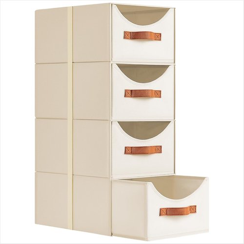 Homsorout Stackable Storage Drawers - Collapsible Fabric Bins for Closet Organization | 4-Pack Beige