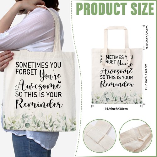 Roowest 60 Pcs Employee Appreciation Gift Totes Bulk Inspirational Canvas Bags Reusable Cotton Bag(Sometimes)