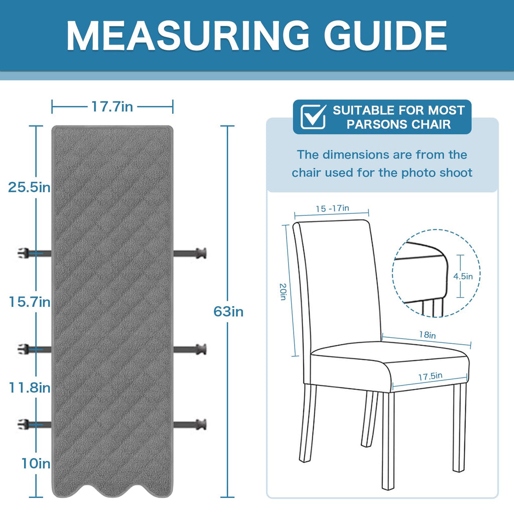H.VERSAILTEX 100% Waterproof Dining Chair Covers Set of 4 Teddy Fleece Kitchen Chair Covers Parson Chair Slipcovers for Kitchen Dining Room, Grey