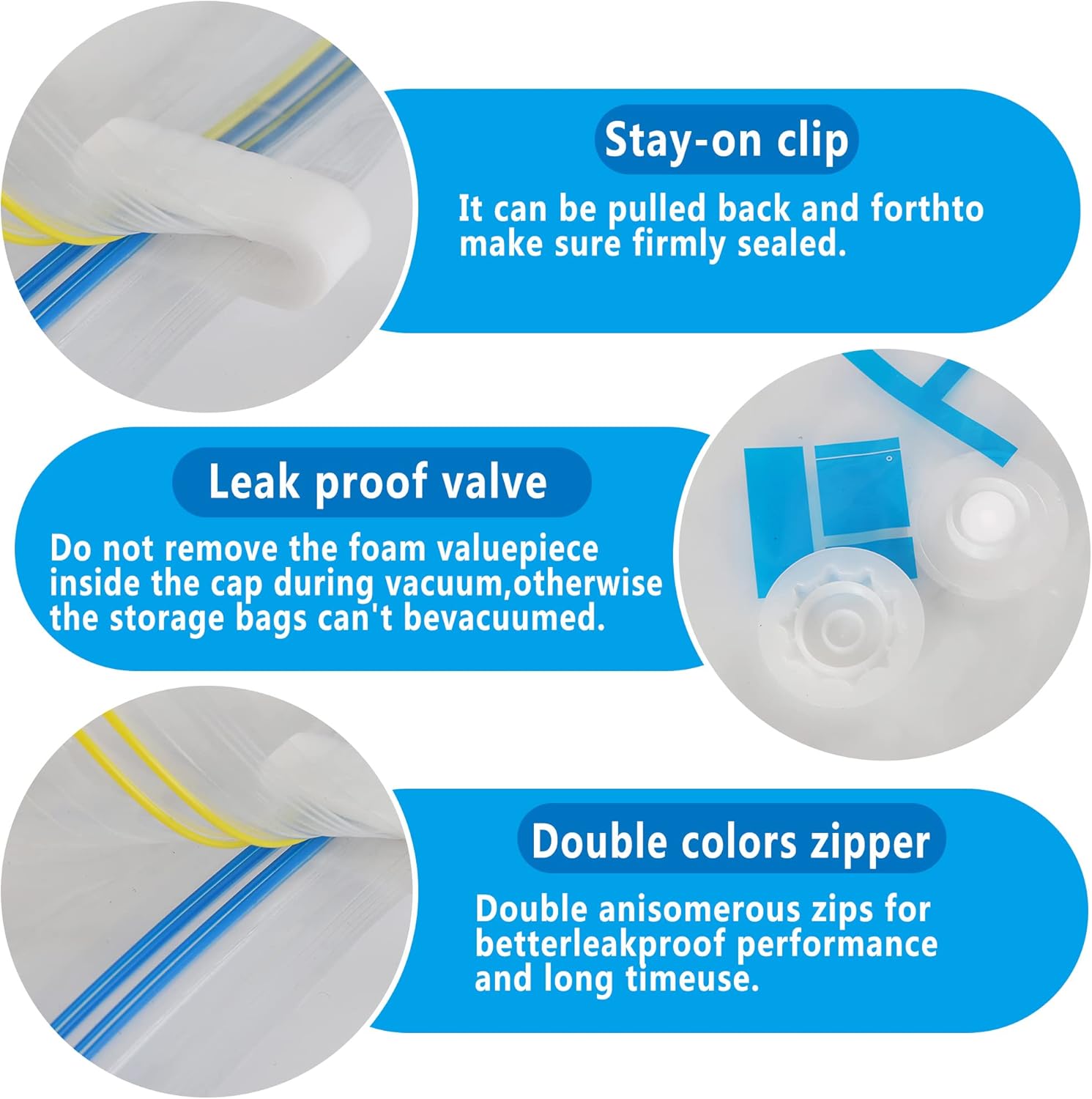 Skiennix Vacuum Storage Bags - 8 Small Space Saver Bags with Hand-Pump - Clear Design for Travel
