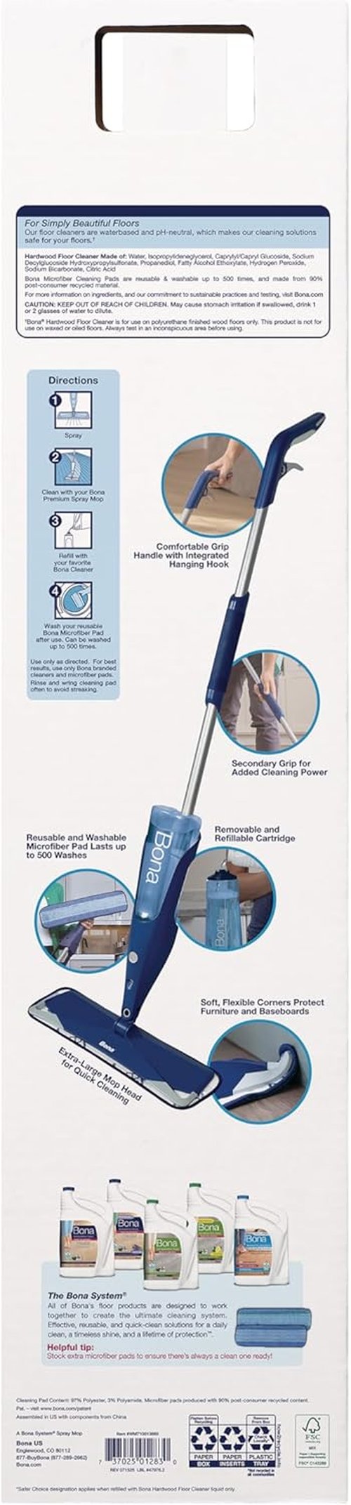 Bona Hardwood Floor Spray Mop - Premium Cleaning Solution for Effortless Shine | Versatile & Easy to Use