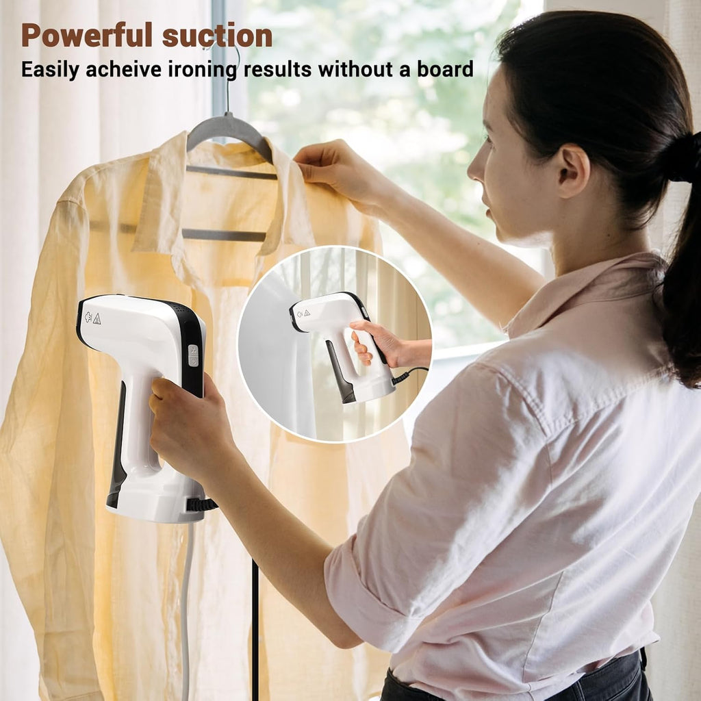 Skiennix Handheld Clothes Steamer - 3200Pa Dual Mode with LED Display, 160ml Tank - White