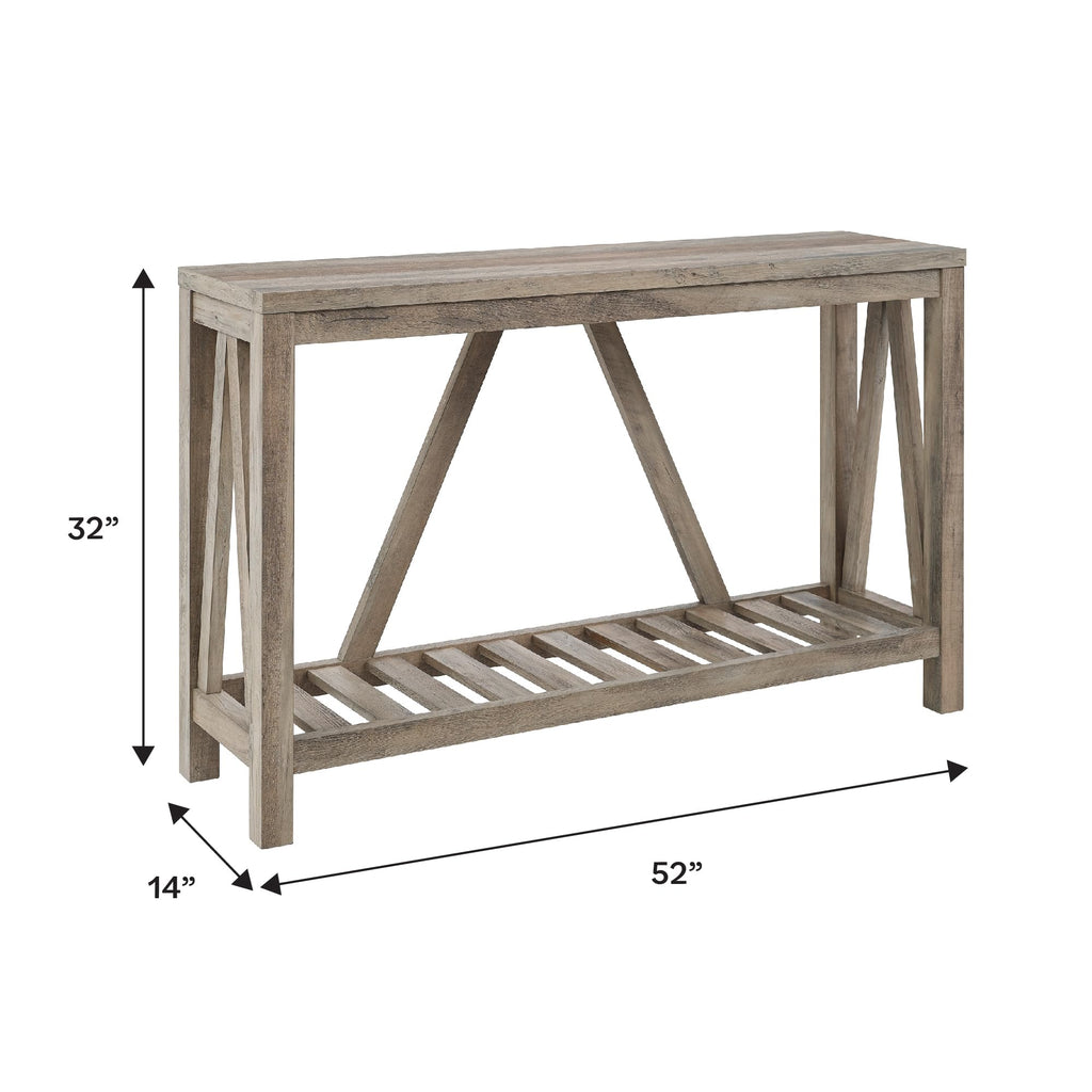Walker Edison Modern Farmhouse Accent Entryway Table Entry Table Living Room End Table, 52 Inch, Grey Wash