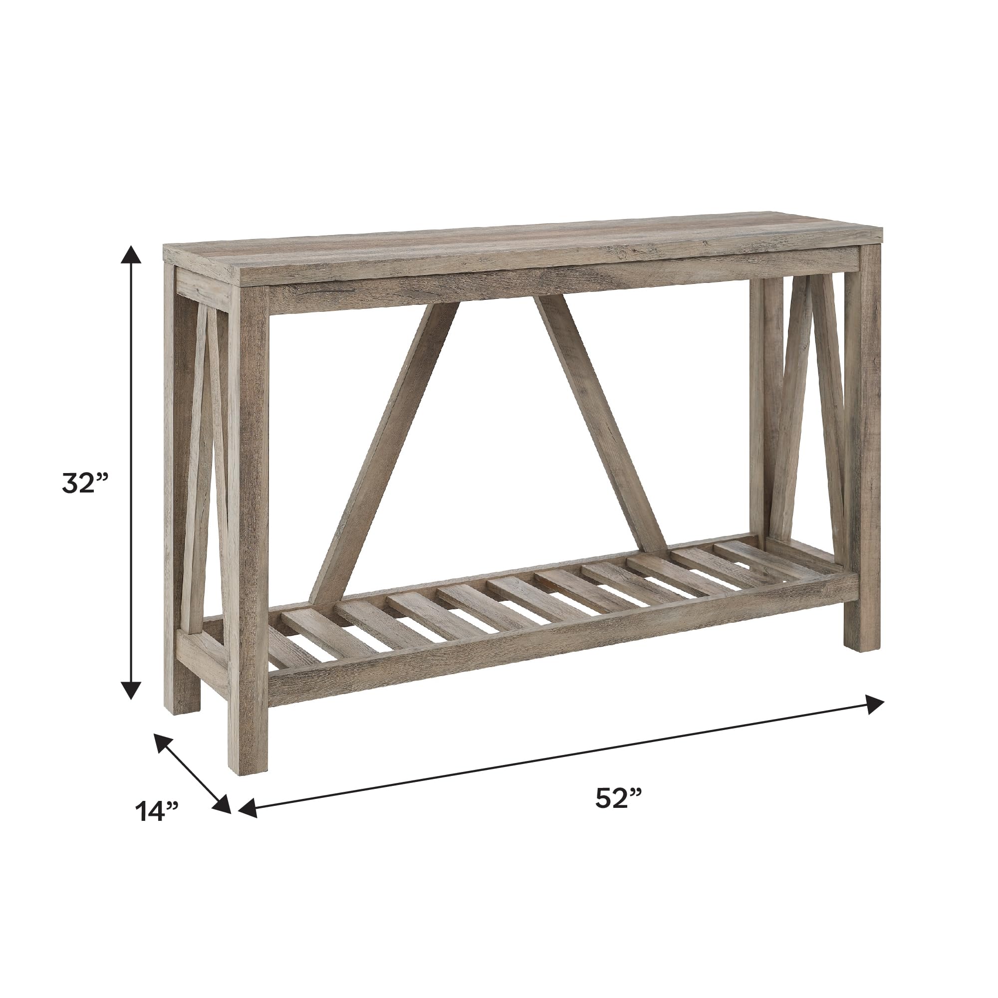 Walker Edison Modern Farmhouse Accent Entryway Table Entry Table Living Room End Table, 52 Inch, Grey Wash