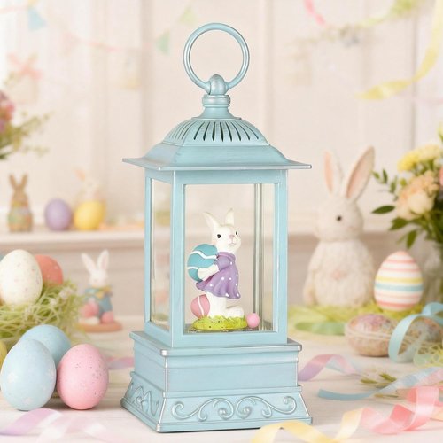 Lighted Glitter Bunny Snow Globe by Easter - Charming Spring Home Decor | Perfect for Festive Celebrations