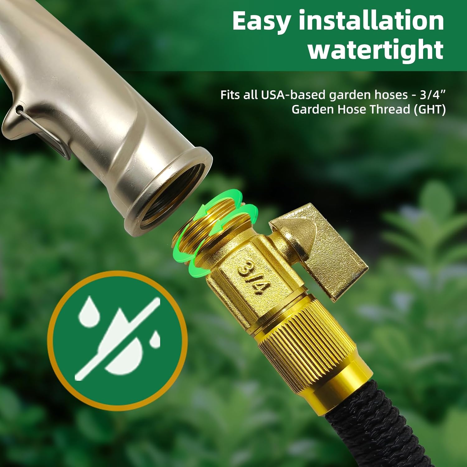 ARXIVE Heavy-Duty Metal Garden Hose Nozzle - 4 Adjustable Spray Patterns for Lawn, Car & Pet Care