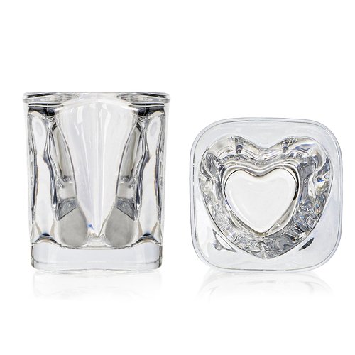 Jucoan 20 Pack 1.5 oz Shot Glasses Set, Cute Square Heart Shaped Shot Glasses Set, Clear Heavy Base Tequila Soju Spirit Liquor Shot Glass for Valentine's Day, Bachelor Wedding Party Bar Supplies