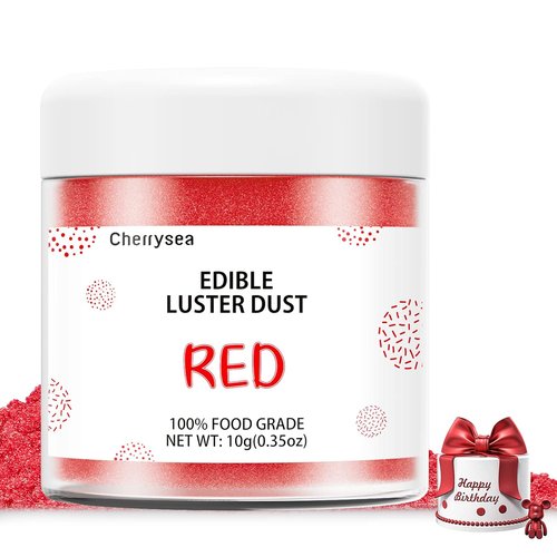 Cherrysea Red Edible Luster Dust - Tasteless Food Grade Cake Dusting Powder | 10 Grams for Baking