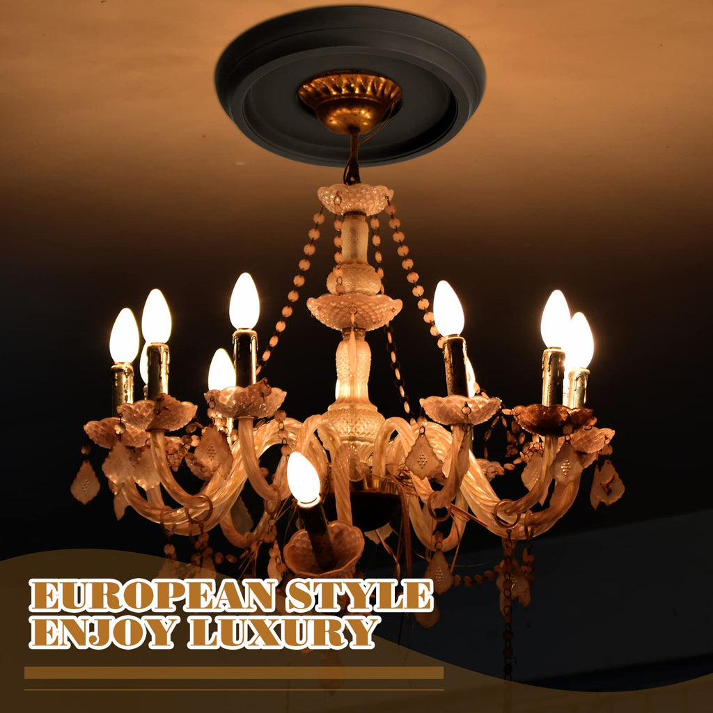 BBTO 2 Pack Black Ceiling Medallion for Light Fixtures and Ceiling Fans Chandeliers 10" Od x 3.5" ID(Classic)