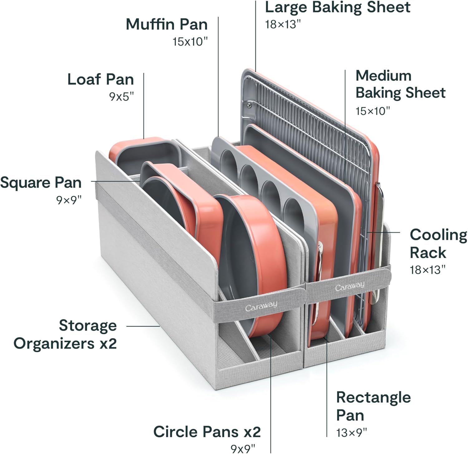 Caraway Nonstick Ceramic Bakeware Set - 11 Pieces with Assorted Pans & Cooling Rack | Non-Toxic, PTFE & PFOA Free - Perracotta