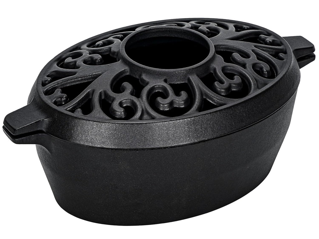 GoCampDirect Wood Stove Steamer - 2.5 Quart Wood Stove Humidifier, Full Porcelain Enamel Coated Cast Iron humidifier for Rust Proof, Matte Black Finish with Lattice Top Black