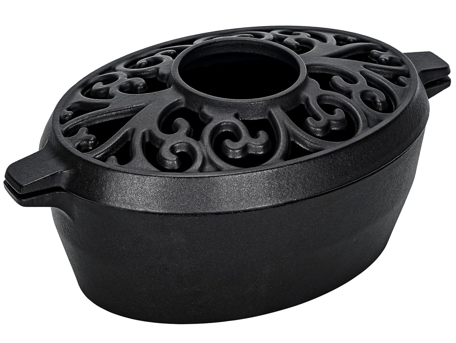 GoCampDirect Wood Stove Steamer - 2.5 Quart Wood Stove Humidifier, Full Porcelain Enamel Coated Cast Iron humidifier for Rust Proof, Matte Black Finish with Lattice Top Black