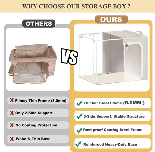 Combocube Clothes Storage Bins - Stackable & Foldable with Zippered Openings | 3-Pack Linen Fabric with Clear Window