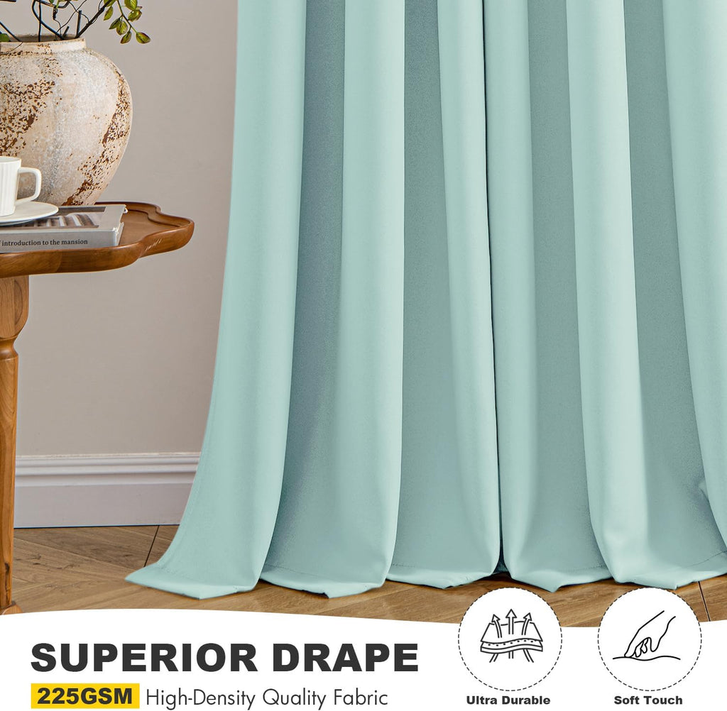 MIULEE Aqua Blackout Curtains - Thermal Insulated Room Darkening Drapes | 63 Inch, 2 Panels