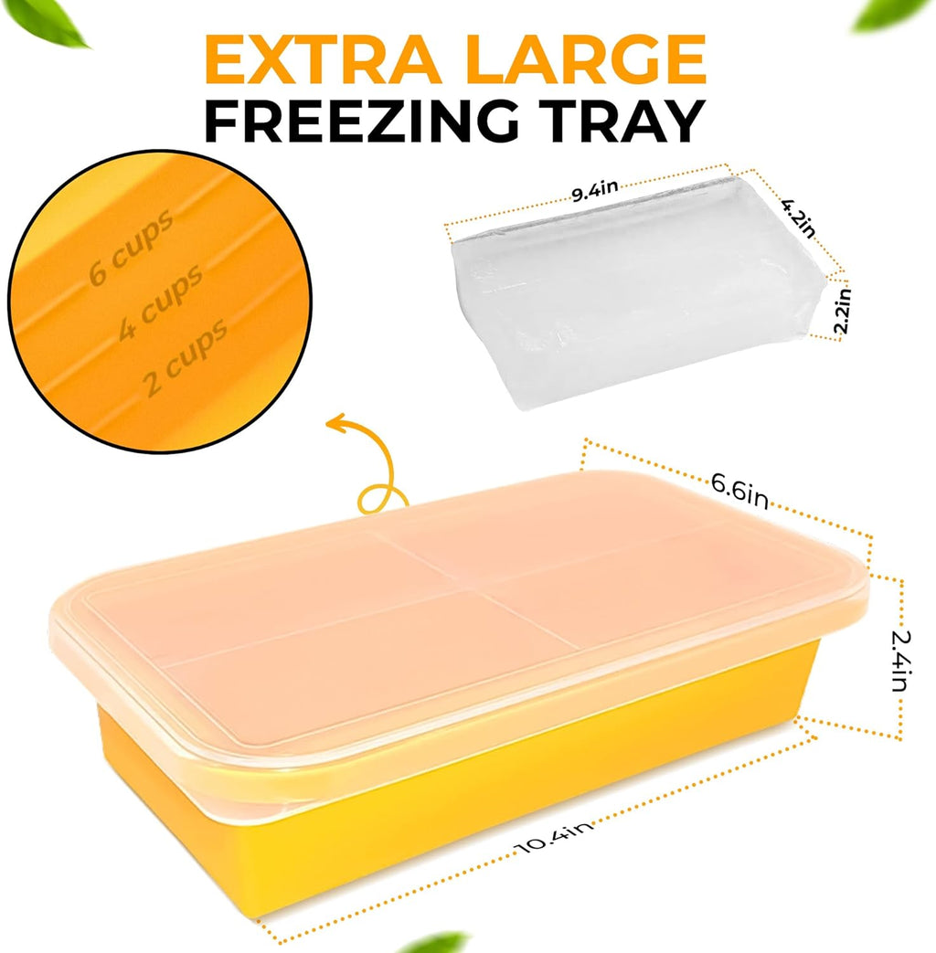 Skiennix Large Silicone Freezer Containers - 6 Cup BPA-Free Food Storage for Soup & Leftovers