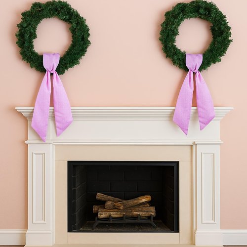 NUVCELKA Pink Striped Wreath Ribbon Set 2 Pack for Door Wreath, 5.12" Wide x 54.33" Each Baby Girl Shower Event Bundle Sweet Sash Bow Pair Gift