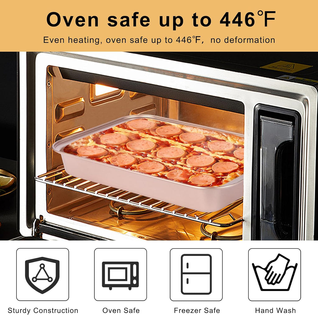 Regine Switzerland Nonstick 9x13 Baking Pan - Easy Clean Carbon Steel Bakeware for Cakes & Casseroles | Rose Gold