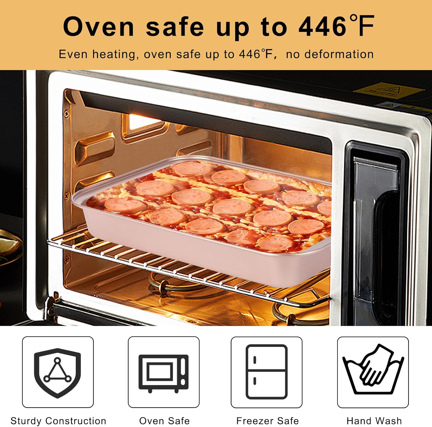 Regine Switzerland Nonstick 9x13 Baking Pan - Easy Clean Carbon Steel Bakeware for Cakes & Casseroles | Rose Gold