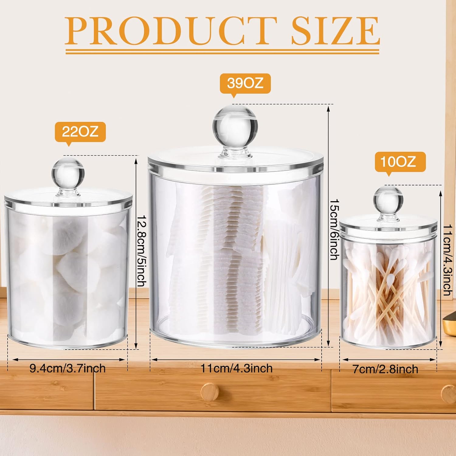 Meanplan Apothecary Jars - Clear Plastic Storage Containers with Lids | 10/22/39 oz, 9 Pack