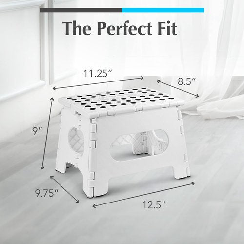Handy Laundry Folding Step Stool - Lightweight & Sturdy for Adults and Kids | Easy One-Flip Design - White, 9 Inch
