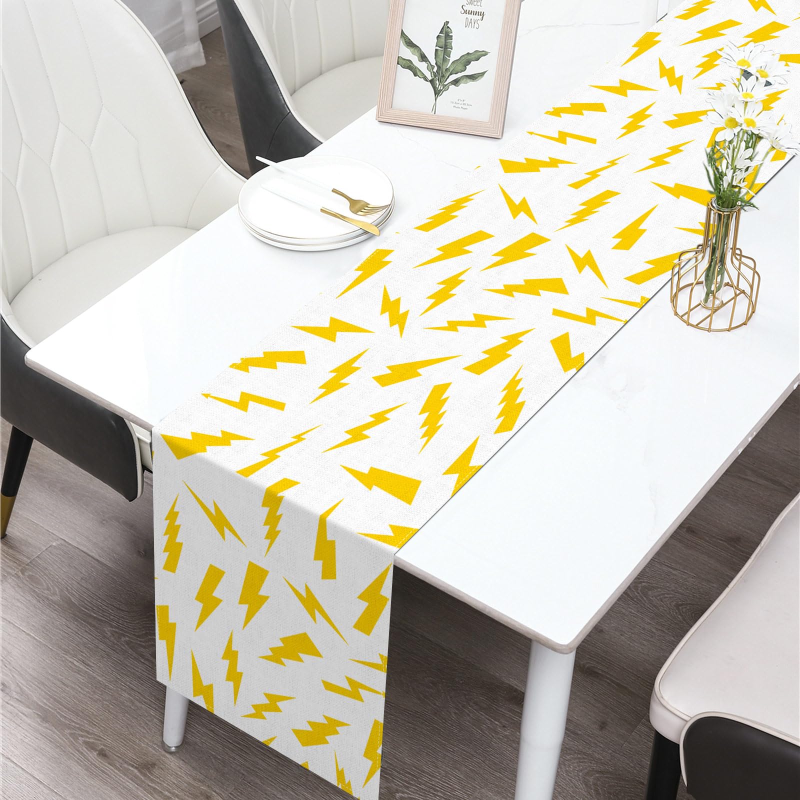 Buxiuer Lightning Bolt Table Runner Cartoon Themed Birthday Party Decoration Baby Showers Dining Room Home Kitchen Table Decor
