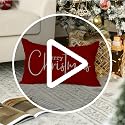 Merry Christmas Pillow Cover 12x20 - Red Outdoor Lumbar Cushion