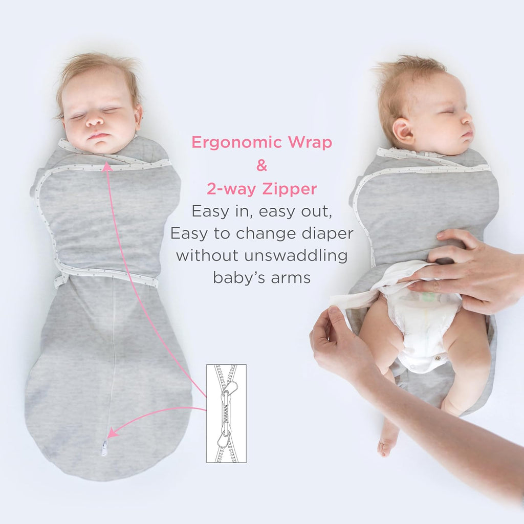 SwaddleDesigns 6-Way Omni Swaddle Sack - Arms Up Design for Newborns | Improves Sleep, Oatmeal, Small (0-3 Months)