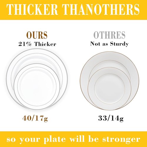 Elegant Disposable Party Plates - 200PCS Silver Rimmed Dinner & Dessert Plates Set