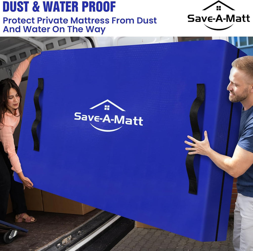 SaveAMatt Queen Mattress Bag - Extra Thick, Durable & Waterproof Moving Cover with Heavy Duty Handles (82”x63”x15”)
