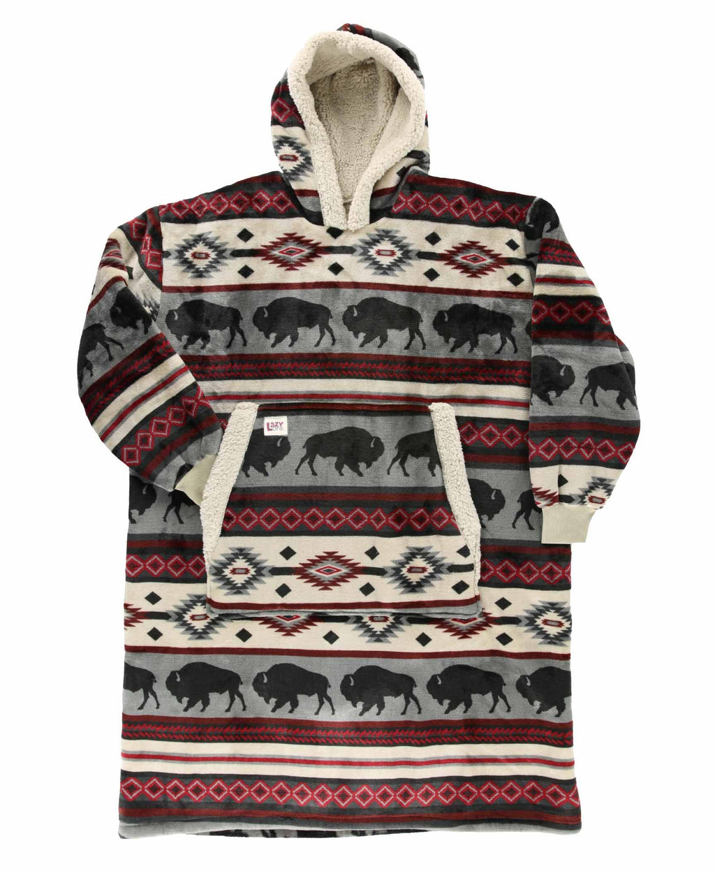LazyOne Oversized Blanket Hoodie, Comfortable Sleepwear, Oversized Hoodies for Women and Men, One Size Fits All Wearable Blankets (Buffalo)