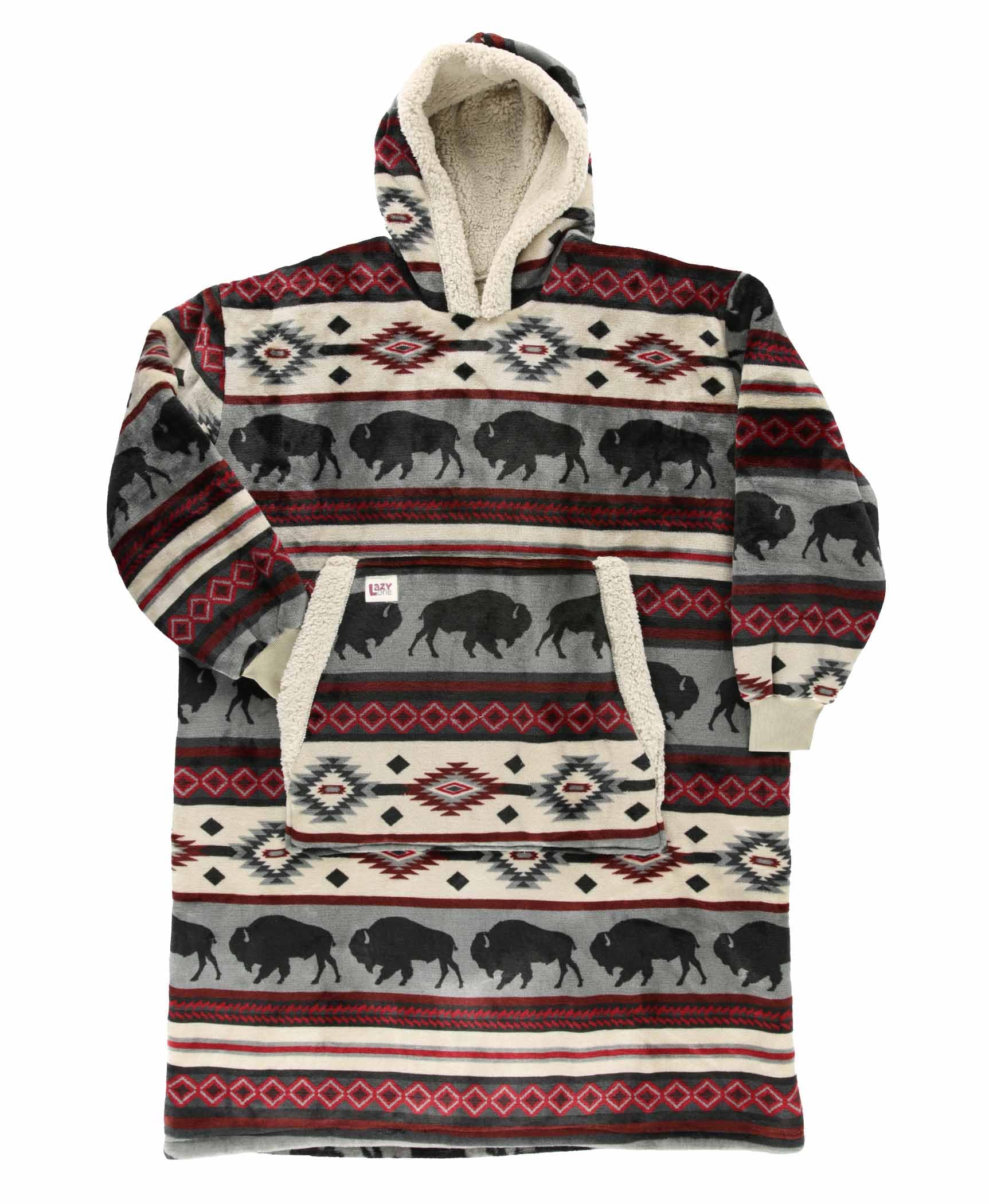 LazyOne Oversized Blanket Hoodie, Comfortable Sleepwear, Oversized Hoodies for Women and Men, One Size Fits All Wearable Blankets (Buffalo)