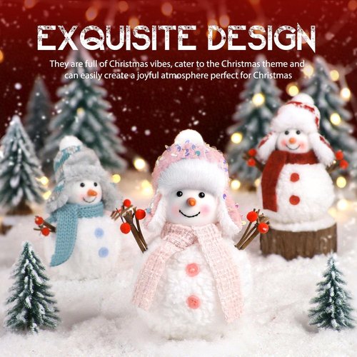 Christmas Snowmen Plush Decorations by [Brand Name] - Set of 3 Collectible Figurines for Festive Home Decor