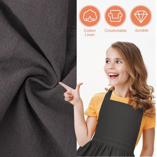 XLSXEXCL Kids Pinafore Apron, Cross Back Apron, Japanese Style Bib Aprons Home Clothes, Toddler Painting Artist Aprons with Pockets for Boys and Girls for Painting Cooking Baking Gardening (Grey)