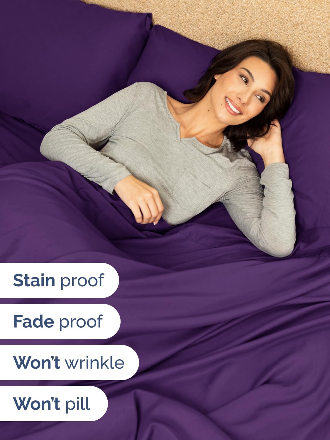Skiennix Extra Deep King Sheet Set - 6 Piece Cooling Bedding - Soft, Wrinkle-Free, Purple
