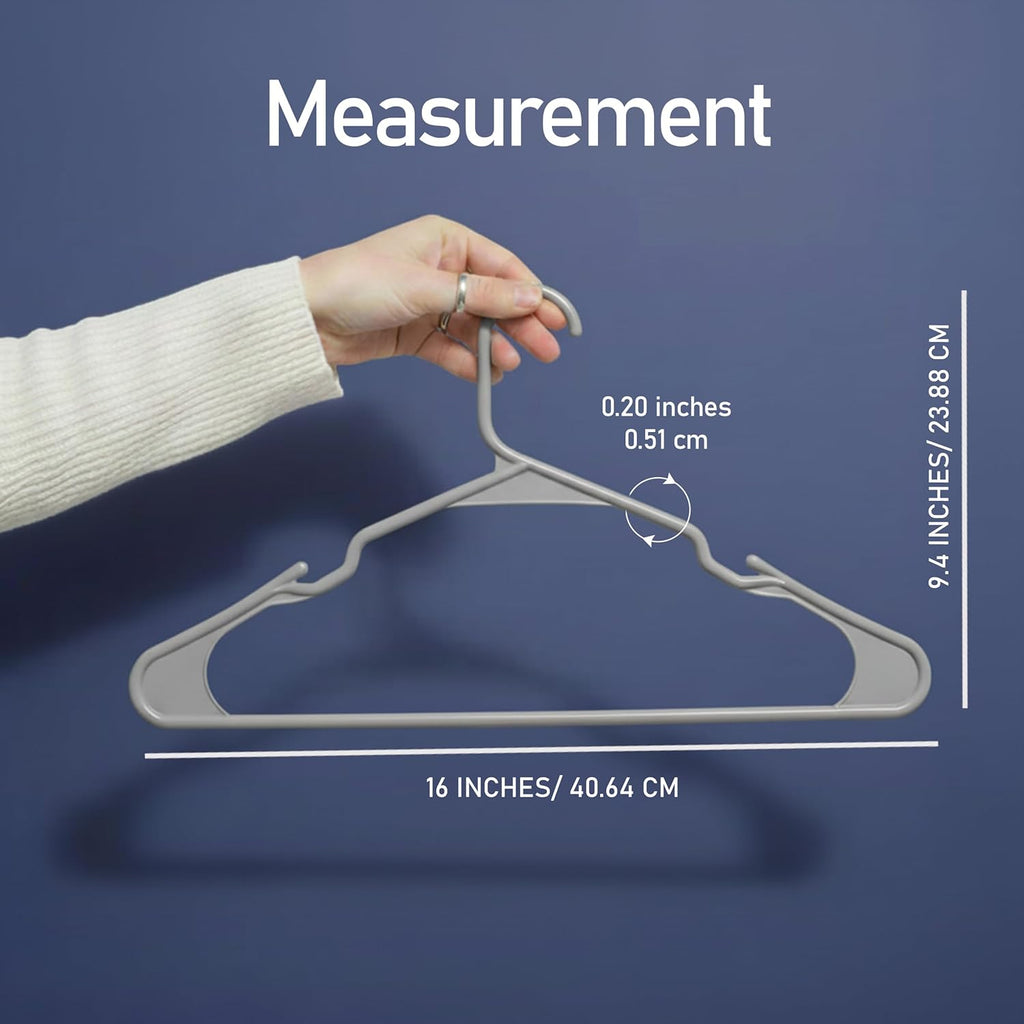 Utopia Home Plastic Hangers 50 Pack - Durable Space-Saving Clothes Hangers - Grey Closet Organizers