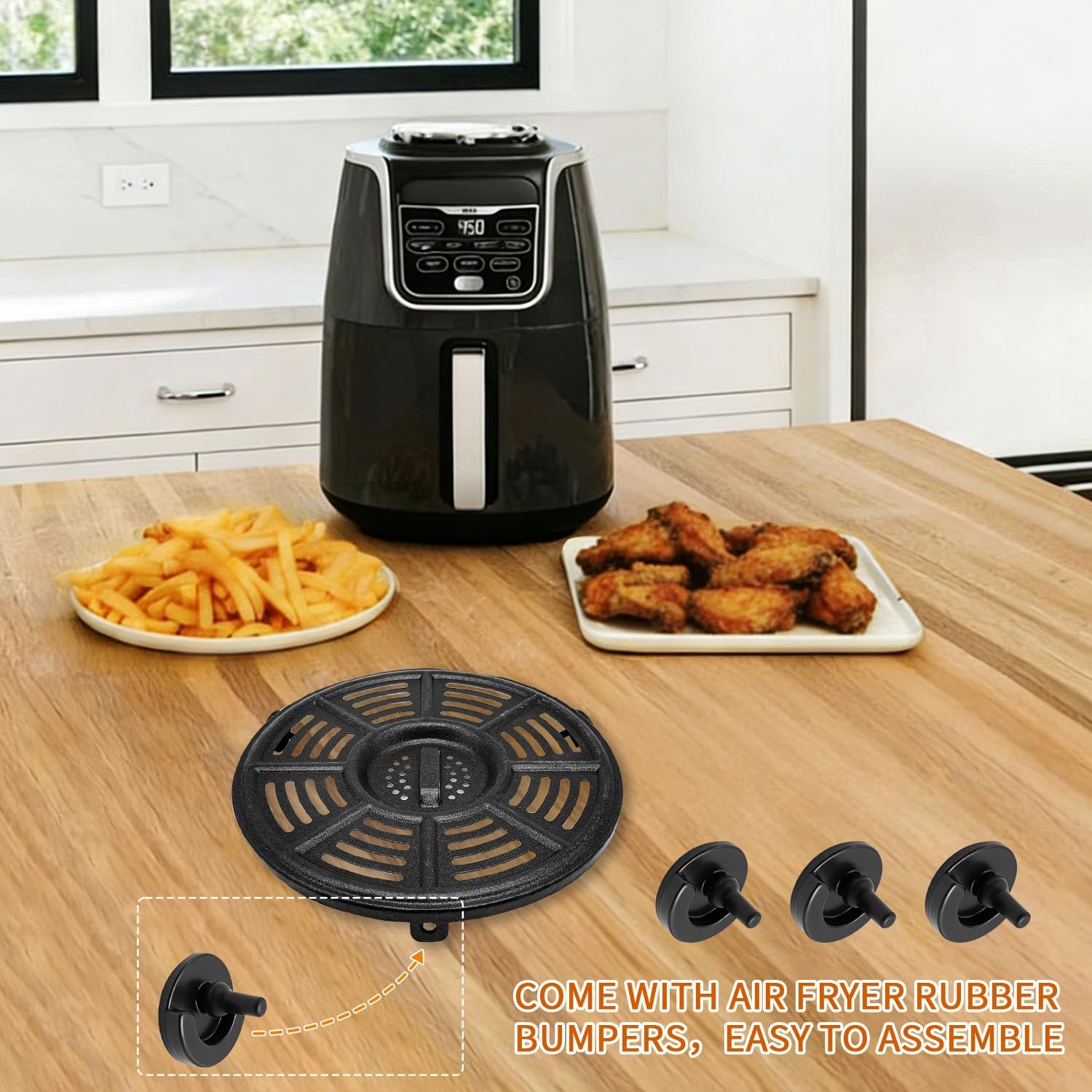Ninja Air Fryer Accessories - 8.2'' Round Food Grade Grill Pan & Crisper Plate | Dishwasher Safe