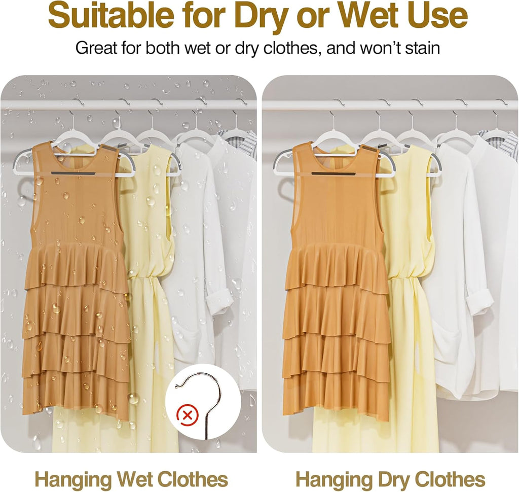 Plastic Hangers 50 Pack - Heavy Duty 16.5 in Clothes Hangers with 360° Swivel Hook & Non-Slip Bar