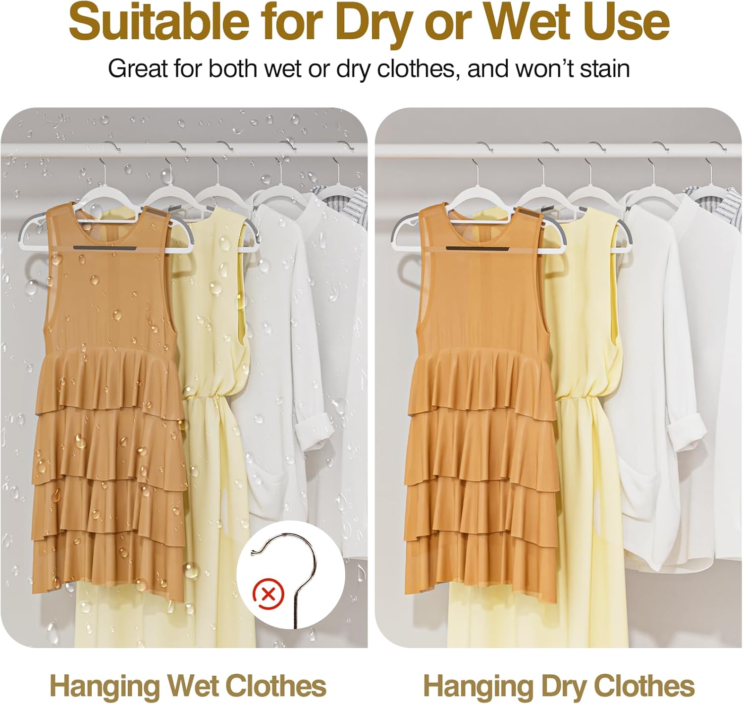 Plastic Hangers 50 Pack - Heavy Duty 16.5 in Clothes Hangers with 360° Swivel Hook & Non-Slip Bar