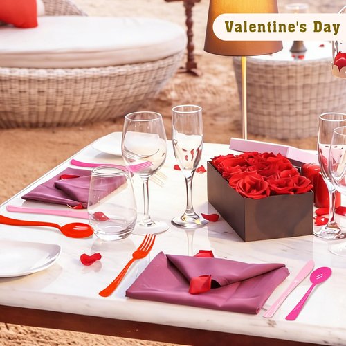 60 Pcs Valentine's Day Plastic Spoons Disposable Cutlery Set Heavy Duty 60 Spoons for Valentine's Day, Girl Birthday, Sweet 16 Party Party Decorations(Pink, Hot Pink, Red)