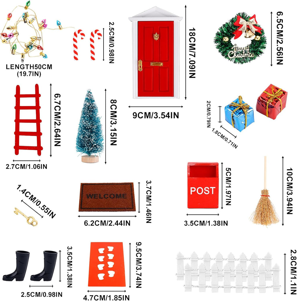 Skiennix Christmas Fairy & Elf Door - Magical Miniature Accessories for DIY Decor | Tiny Elf Kit