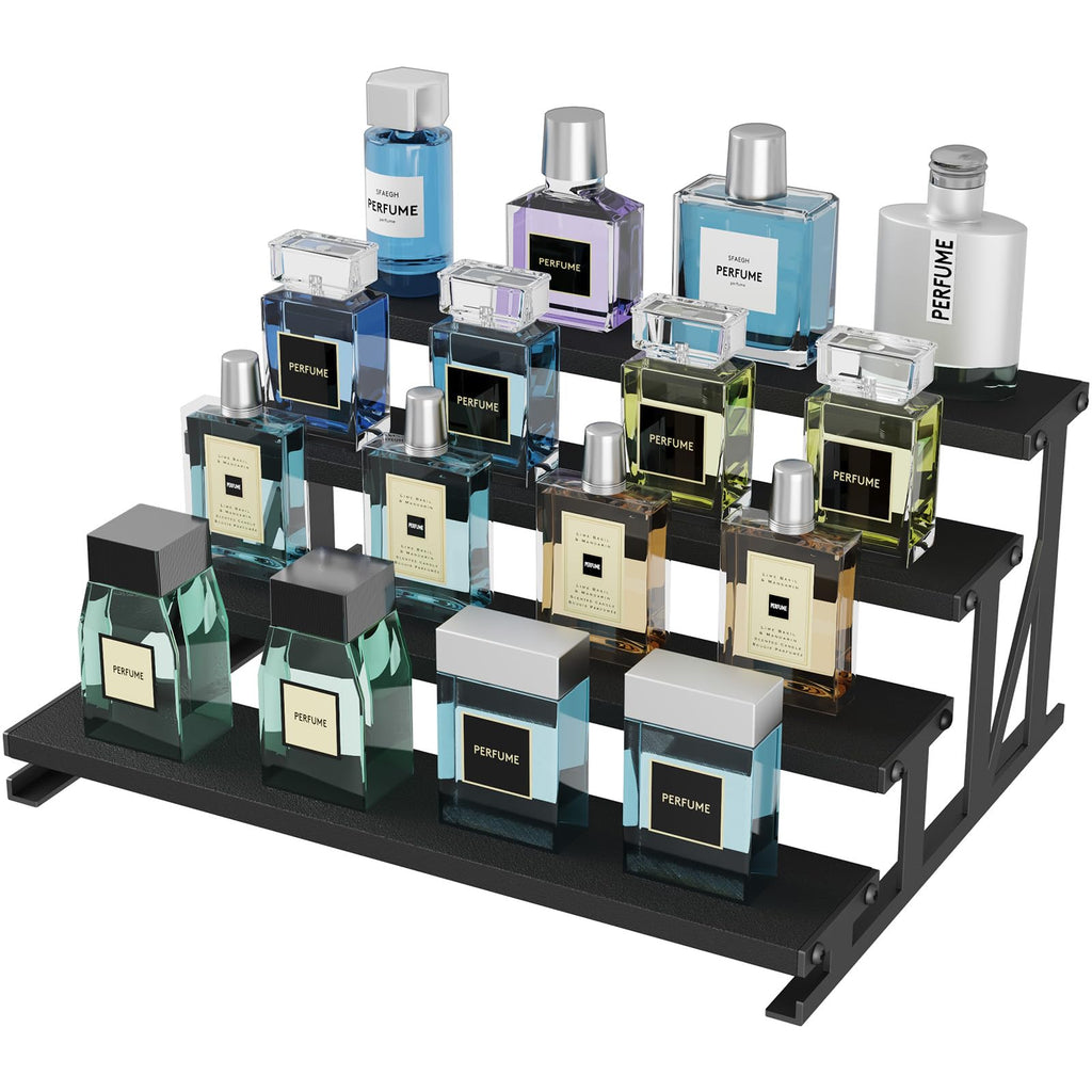 Lifewit Cologne Organizer for Men, Wooden Perfume Cupcake Stand, Display Riser for Fragrance, Aftershave, Makeup for Vanity, Bedroom, Bathroom Countertop Storage, Black, 35 cm/13.9", 1 Pcs