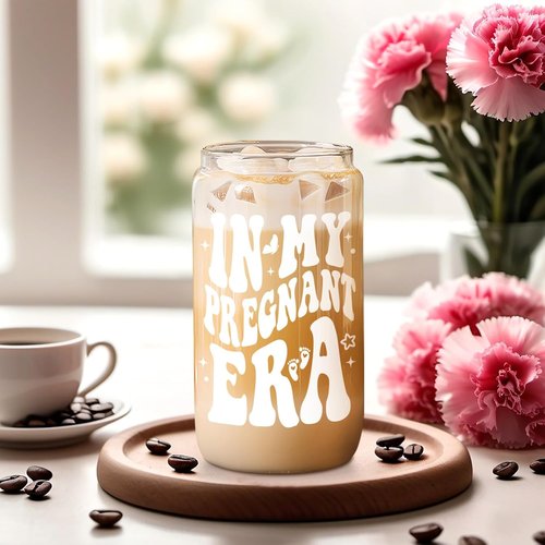 Fairy's Gift Iced Coffee Cup for Pregnant Women - Cute 16 oz Glass Mug | Perfect Gift for New Moms