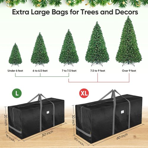 BALEINE Christmas Tree Storage Bag - Heavy Duty 7.5 ft Extra Large with Reinforced Handles & Dual Zippers (Black)