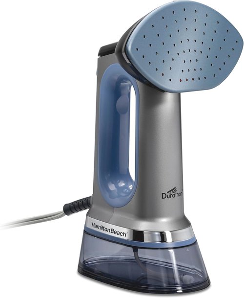 Hamilton Beach Durathon Handheld Garment Steamer - 1700W Quick Heat-Up, 300ml Tank, Gray & Blue