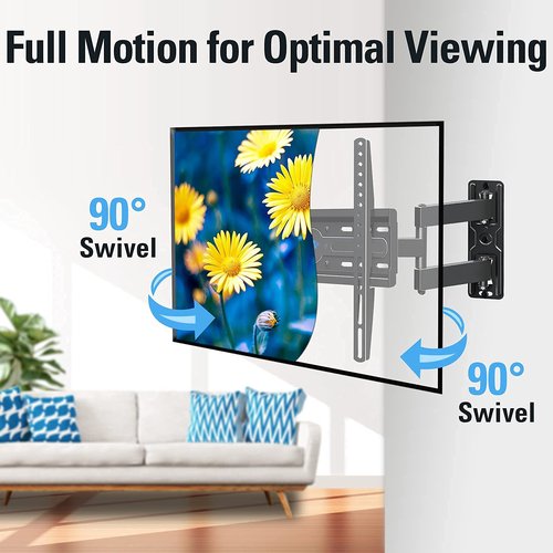 Mounting Dream Full Motion TV Wall Mount and Soundbar Bracket Bundle for 26-55 Inch TVs, Max VESA 400x400mm, 60 LBS, Sound Bar Mount for Above or Under TV Up to 15 LBS